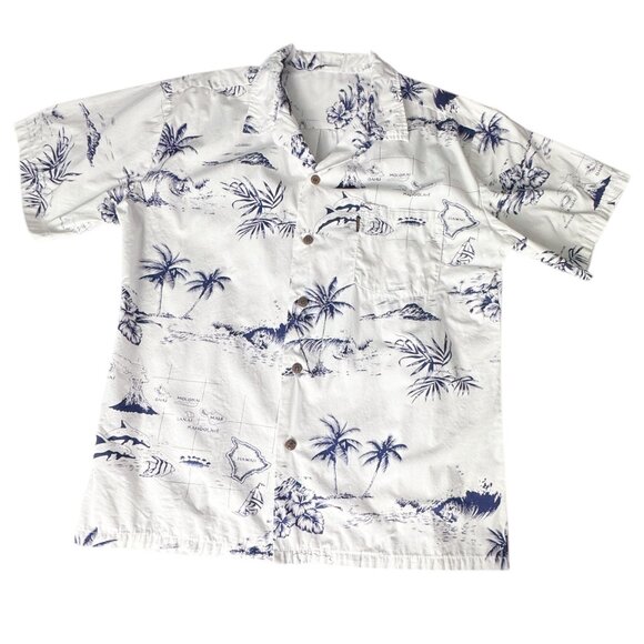 Palmwave Vintage Hawaiian Shirt ~ Island Print~ Luau Beach Party Aloha MENS 2XL - Picture 2 of 6